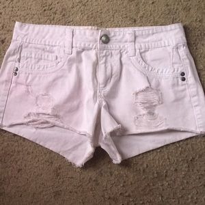 White Lowrise Distressed Jean Shorts